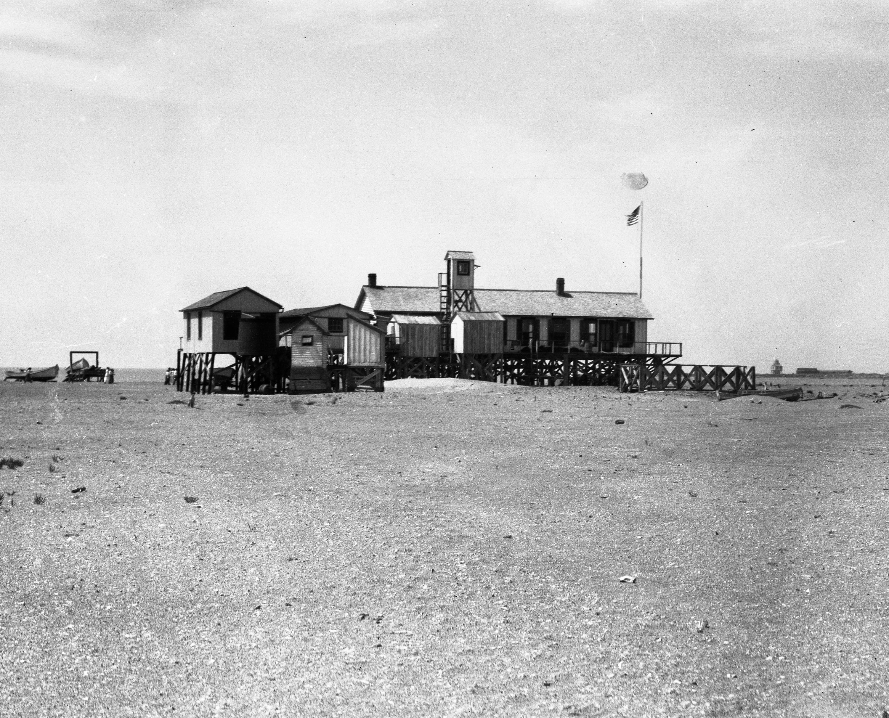 A rare vintage photograph showing the Brazos Life-Saving Station (later the South Padre Island Station) in 1919. (U.S. Coast Guard) A rare vintage photograph showing the Brazos Life-Saving Station (later the South Padre Island Station) in 1919. (U.S. Coast Guard)